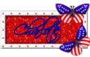 Charlotte red white blue butterflies