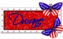 Dwane red white blue butterflies