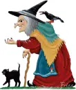 WITCH WITH CAT