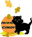 Halloween Pumpkin with Black Kitty - Hugs, Cindi