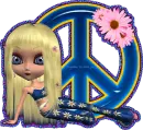 groovy hippie girl, flower child peace sign