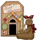 MERRY CHRISTMAS/GINGERBREAD HOUSE AND GIRL
