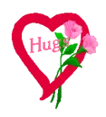 Red Heart with Pink Roses - Hugs