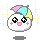 cutely cute white with rainbow umbrella puff