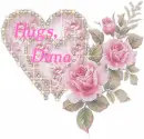 Pink Heart with Flowers - Hugs - Dana
