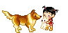 cute dog&little girl