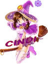 Purple Witch with Broom - Cindi