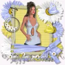 Blue And Yellow Girl In White Autumn