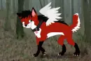 A wolf-fox in a forest
