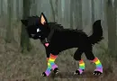 A black wolf puppy in a forest