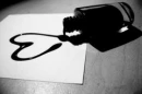 black heart on the paper