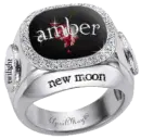 new moon diamond ring amber