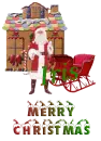 Gingerbread House and Santa - Iris
