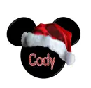 MICKEY SANTA HEAD WITH THE NAME CODY