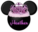 MINNIE BIRTHDAY PRINCESS HEAD WITH THE NAME HEATHER