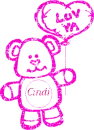 Pink Glitter Bear  Love ya - Cindi