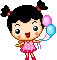 cute little girl holding balloons