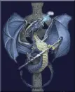 blue dragon on celtic cross
