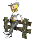 cowgirl leaning on fence