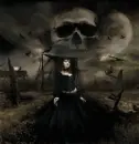 vampire stormy night with skull