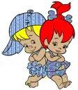 Pebbles and Bamm-Bamm - blue/purple-green
