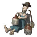 farmer with cider jug
