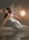 fairy in white reflecting water