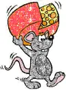 mouse carrying cheese