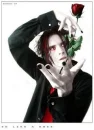 emo boy with dark red rose