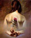 sad girl with red rose