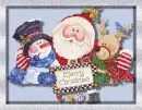 Santa, Snowman & Reindeer~holding xmas sign