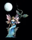 fairy with dragon and full moon