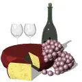 cheese, grapes and wine