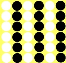 black and yellow retro polka dots