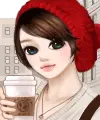 drinking coffee