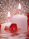 candles in pond