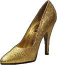 gold high heel shoe