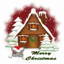 Cottage with Merry Christmas Text