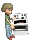 lady checking oven
