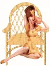 Wicker chair with wife