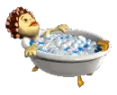 woman taking a bubble bath