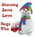 christmas snowman showing some love 