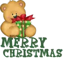 MERRY CHRISTMAS/BEAR WITH PRESENT