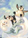 penguins on a snowman