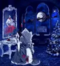 happy holidays renaissance woman at table windows