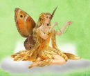 Gold fairy on green.