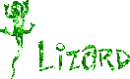 green lizard with text