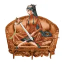 Woman on sofa