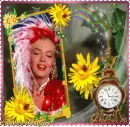 marilyn monre,clock,flowers