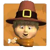 pilgrim boy eating turkey